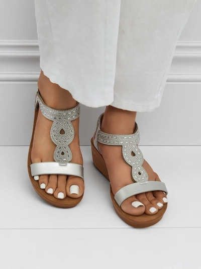 Royalfashion Women's Agaya Rhinestone Wedge Sandals - SLAY Edition