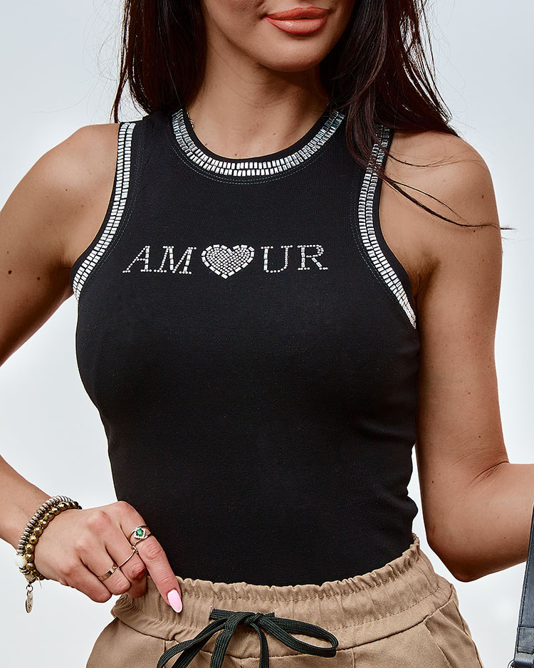 Royalfashion Женская футболка без рукавов с цирконами