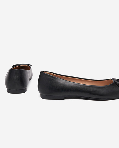 Женские черные остроносые балетки с орнаментом на мыске Manico - Обувь