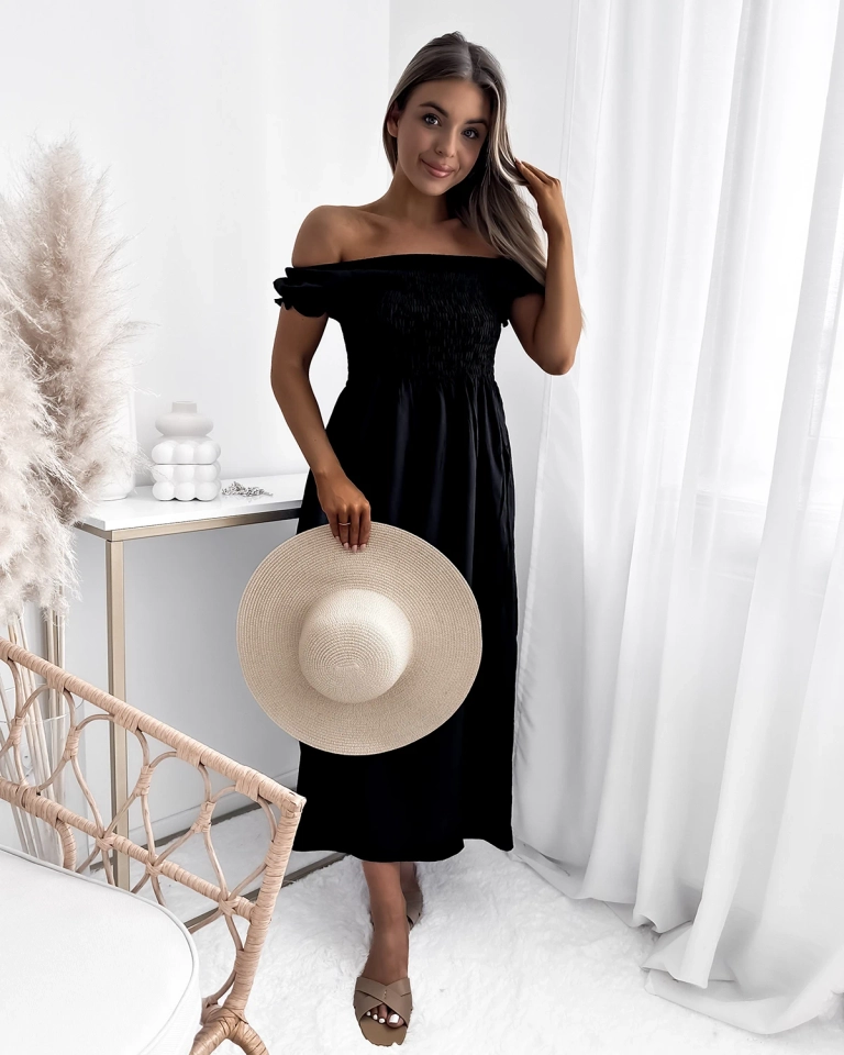 Черное длинное женское платье a'la hiszpanka- Одежда