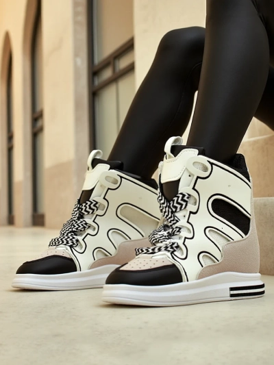 Royalfashion Высокие спортивные кроссовки для женщин с скрытой платформой Oblaffi