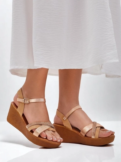 Женские wedges-сандалии Royalfashion с стразами и блестками Glittera