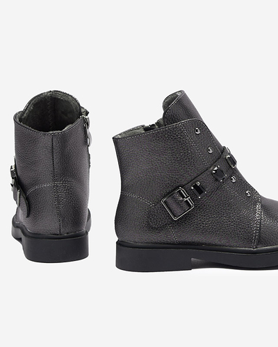 Графитовые блестящие ботинки для девочек Lally- Footwear