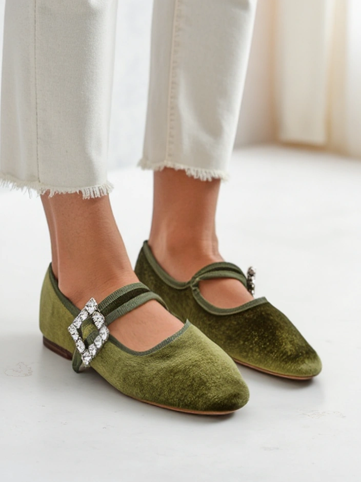 Royalfashion Женские балетки а-ля велюр с пряжкой и ремешком Enribes