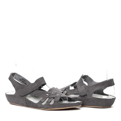 OUTLET Серые сандалии из эко-замши Violitenna - Обувь
