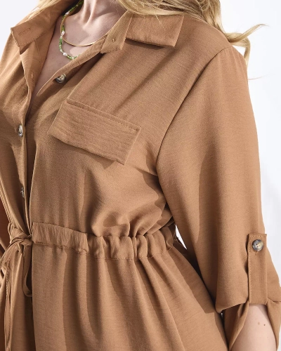 Коричневое женское платье на пуговицах - Одежда