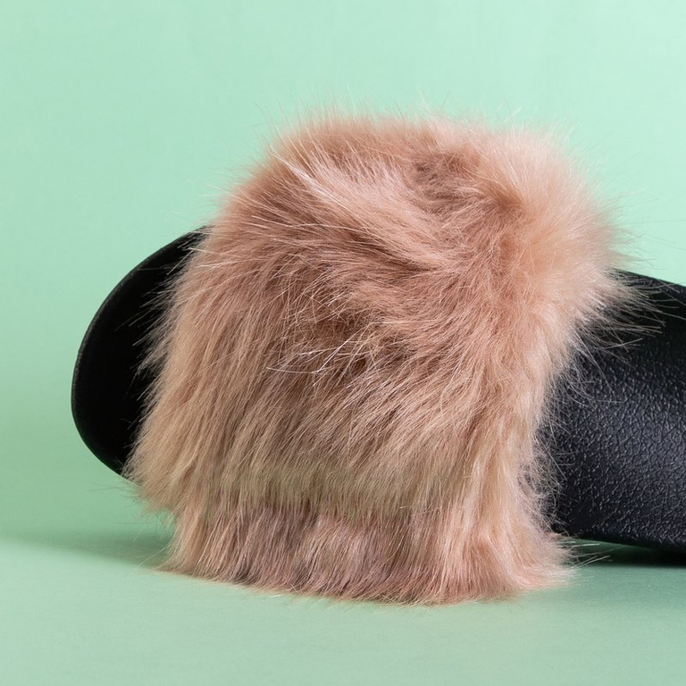 Темно-розовые женские шлепанцы на платформе с мехом Lorina