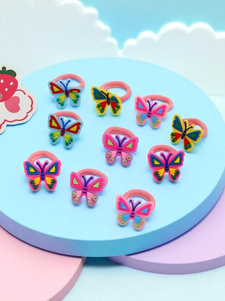 Цветные резинки для волос с бабочками