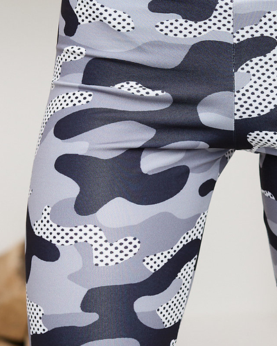 Женские велосипедные леггинсы светло-серого цвета с принтом - Одежда