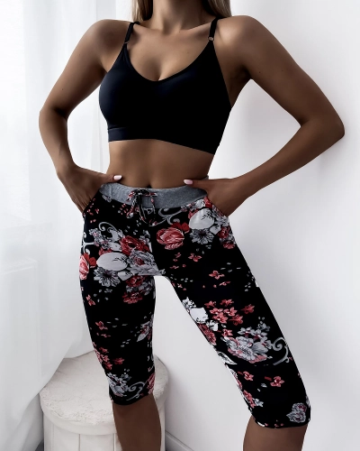 Женские шорты 3/4 черно-розовые PLUS SIZE - Одежда