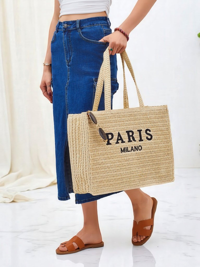 Royalfashion Didelė moteriška šiaudinė rankinė Paris Milano Large