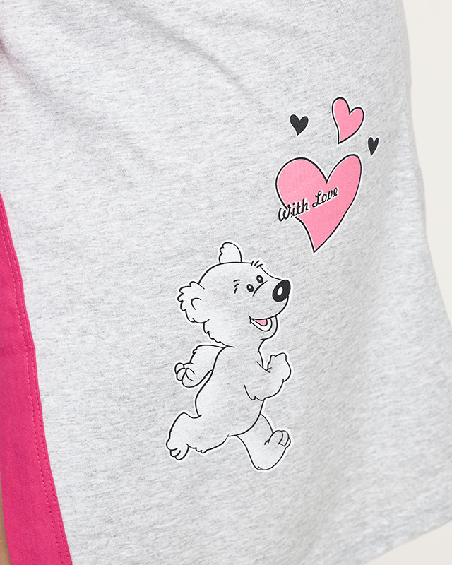 Халат женский серый с розовыми вставками - Одежда