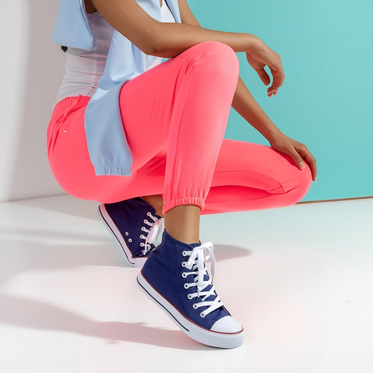 Высокие женские кеды синего цвета Skarllet