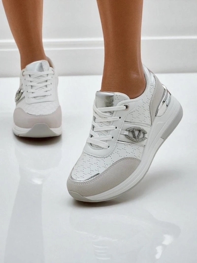 Damskie sneakersy Melania Bianca na koturnie 6 cm skóra ekologiczna