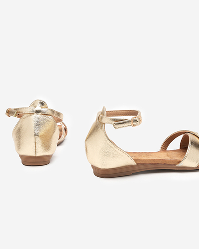 Розово-золотые женские босоножки на плоской подошве Ruddi