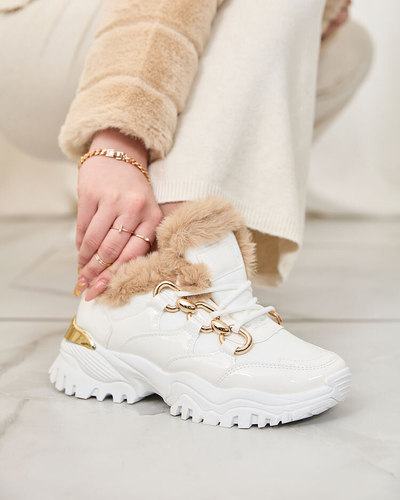 Royalfashion Белые утепленные женские кроссовки Carucca