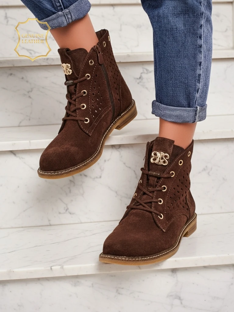 Ažūriniai moteriški aulinukai iš natūralios odos Aurelias