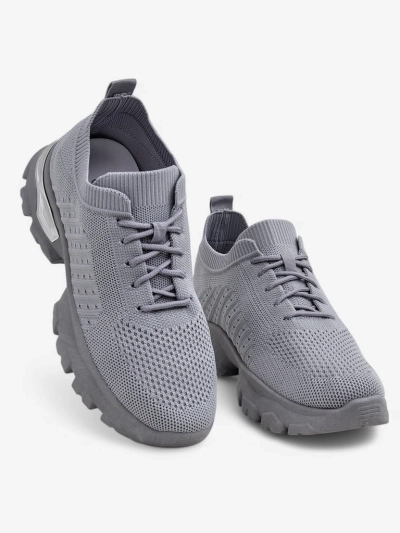 Atenea Light Grey Fabric Flat Kicks fo' Gurls wit' dat 4.5 cm Sole