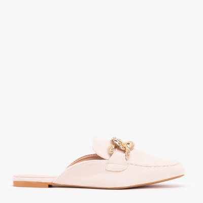 Kreminės spalvos šlepetės a'la mokasinai Gabbu- Shoes