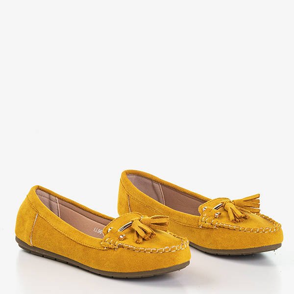 Żółte damskie mokasyny z frędzelkami Sylorine - Obuwie