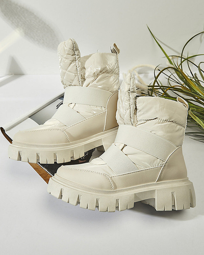 OUTLET Женские сноубутсы на плоской подошве бежевого цвета Ferory- Footwear