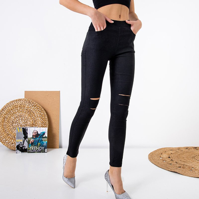 Черные женские рваные штаны