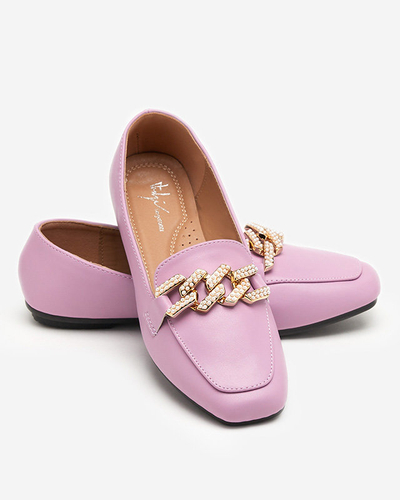 Violetiniai moteriški mokasinai su perlų ornamentu Krelizo - Batai