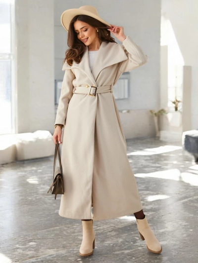 Женское макси-пальто Royalfashion с поясом