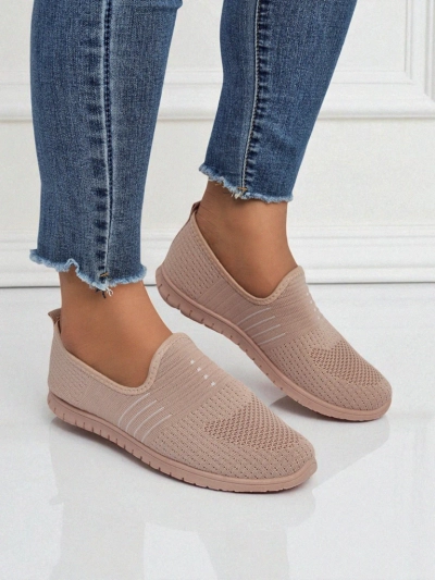 Damskie buty Aelia różowe z materiału, wygodne mokasyny na płaskiej podeszwie