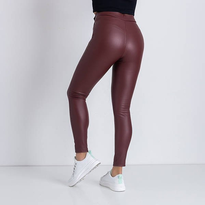 Bordowe damskie tregginsy z ozdobami - Spodnie