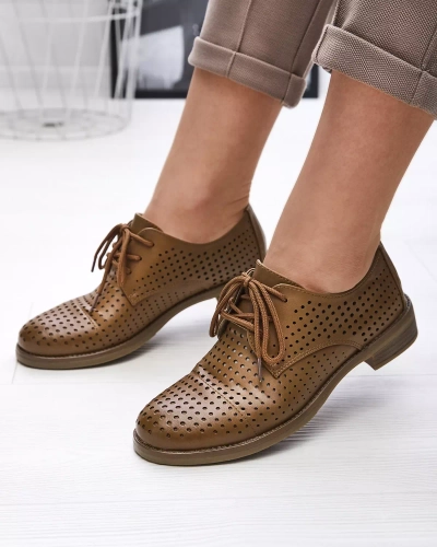 Ажурные коричневые женские полуботинки из эко-кожи Azedvo- Footwear