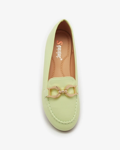 Žali eko odos moteriški mokasinai su puošyba Wiwet-Footwear