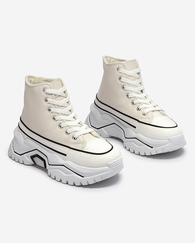 Kreminės spalvos moteriški sportiniai bateliai a'la su platforma Retiha - Avalynė