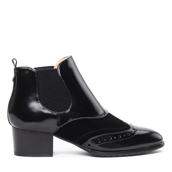 Czarne botki retro lakierowane Farinola - Obuwie