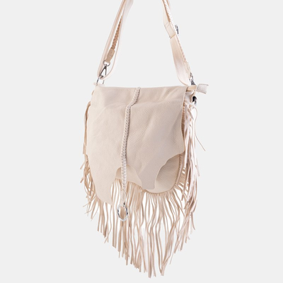 Smėlio spalvos pečių krepšys su pakraščiais - Rankinės