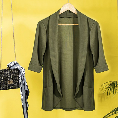 Moteriškas žalias apsiaustas be užsegimo - Drabužiai