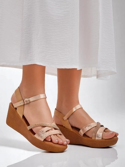 Royalfashion moterų platforminės sandalai su krištolais ir blizgučiais Eclat