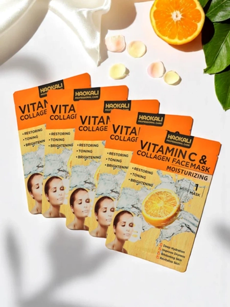 Haokali - Veido kaukė su vitaminu C ir kolagenu - drėkina, šviesina ir tonizuoja