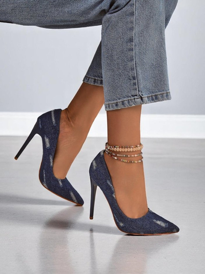 Royalfashion Moteriški stileto aukštakulniai Denim Chic