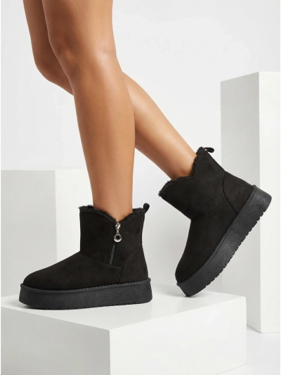 Botki Damskie Aurora Czarne Z Ekologicznej Skóry na Zimę