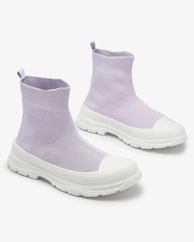 Фиолетовые женские высокие спортивные туфли-слипы а'ля кроссовки Vertiks - Обувь