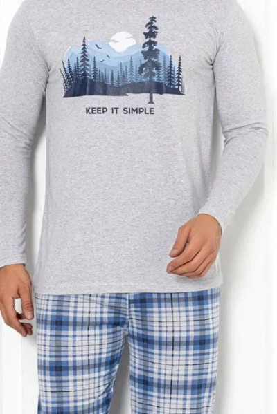 Royalfashion Мужские хлопковые пижамы в клетку