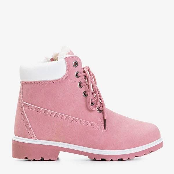 OUTLET Różowe trapery z białą wstawką Adeline - Obuwie