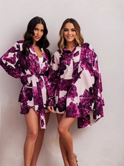 Женский цветочный комплект Royalfashion с завязанным пиджаком и шортами