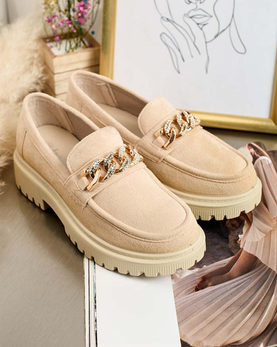 Royalfashion Moteriški eko zomšos mokasinai su ornamentu Lehels