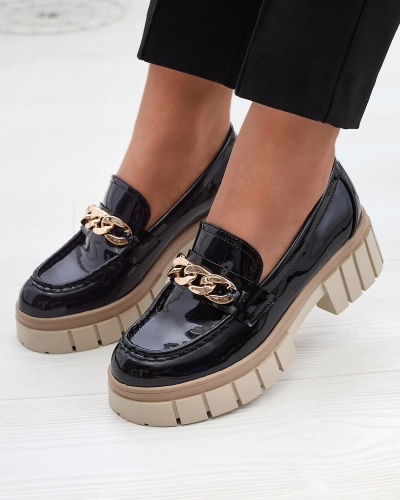 Juodi lakuoti moteriški mokasinai Aquan- Footwear