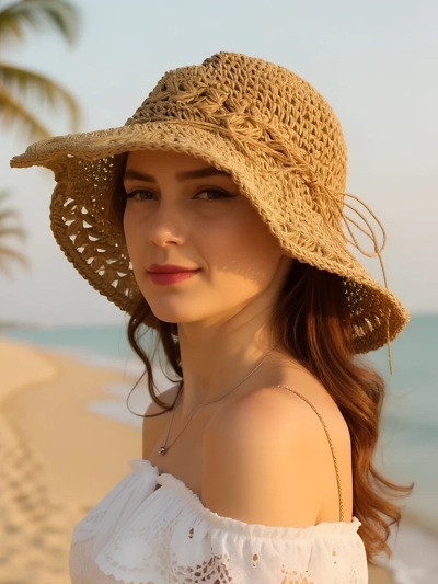 Royalfashion Moteriška šiaudinė skrybėlė Nėriniai Breeze