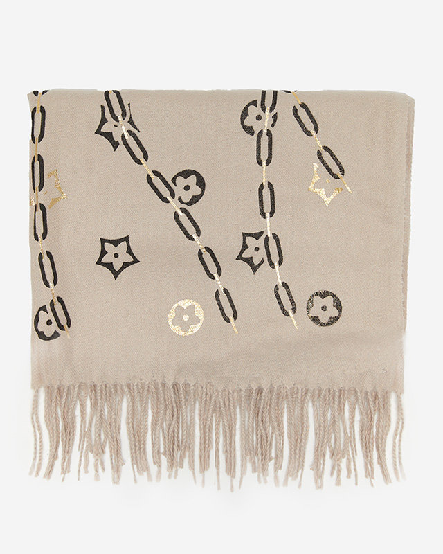 Šviesiai pilkas moteriškas šalikas su raštu - Priedai