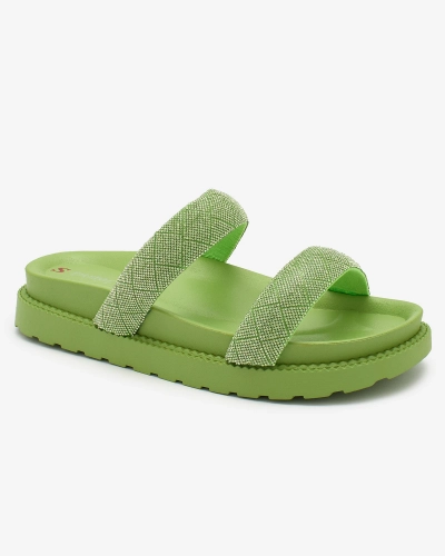 Royalfashion Neon Green Женские слайдеры с блестками циркония