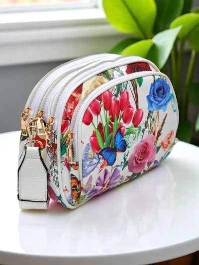 Royalfashion gėlių ovalus mažas moterų delninukas, pagamintas iš ekokošio